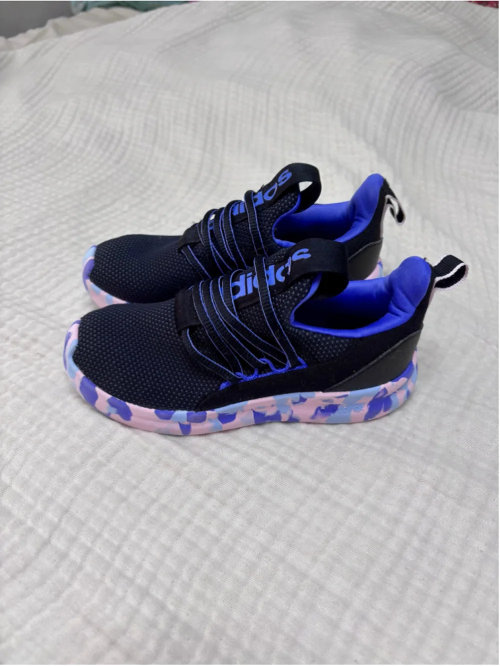 Adidas Kids' Black & Blue Sneakers with Colorful Soles slip on Size 1